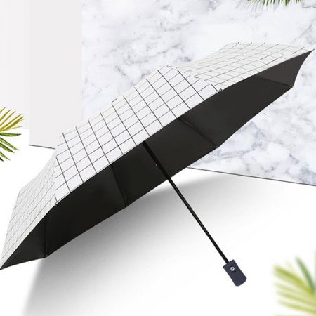 포유렐라 튼튼한 체크무늬 UV차단 3단 암막 접이식 휴대용 자동우산 #3