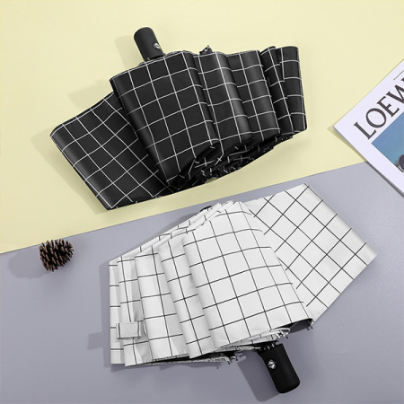 포유렐라 튼튼한 체크무늬 UV차단 3단 암막 접이식 휴대용 자동우산 #2