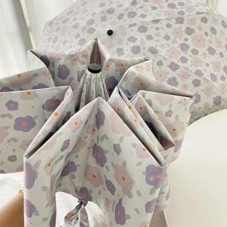 포유렐라 튼튼한 퍼플데이지 UV차단 3단 암막 접이식 휴대용 자동우산 #5