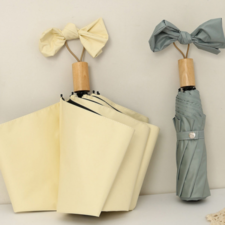 포유렐라 튼튼한 UV차단 우드 3단 암막 접이식 자동우산 #5