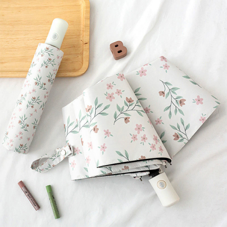 포유렐라 튼튼한 리프 앤 플라워 UV차단 3단 암막 접이식 휴대용 자동우산 #2