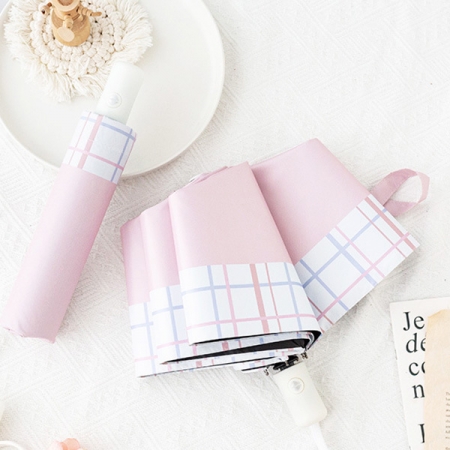 포유렐라 튼튼한 캔디체크 UV차단 3단 암막 접이식 휴대용 자동우산 #4