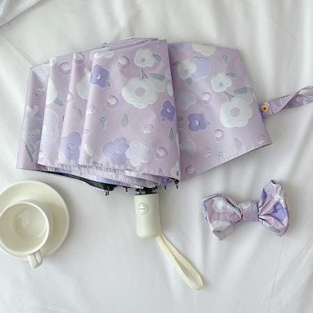 포유렐라 튼튼한 퍼플벚꽃 UV차단 3단 암막 접이식 휴대용 자동우산 #5