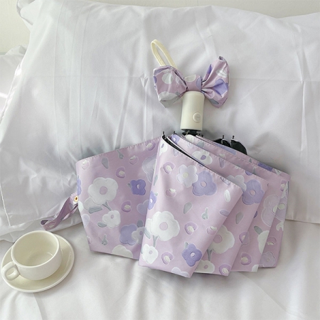 포유렐라 튼튼한 퍼플벚꽃 UV차단 3단 암막 접이식 휴대용 자동우산 #2