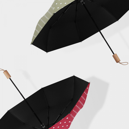 포유렐라 도트 튼튼한 UV차단 3단 암막 접이식 휴대용 자동우산 #4