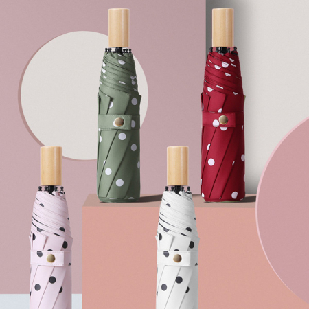 포유렐라 도트 튼튼한 UV차단 3단 암막 접이식 휴대용 자동우산 #3