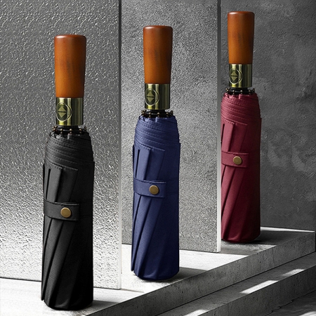 포유렐라 튼튼한 36K 우드 UV차단 3단 암막 접이식 휴대용 자동우산 #2