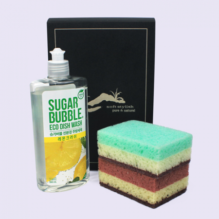 슈가버블 주방세제 + 삼색 양면 떡수세미 3종세트 #2