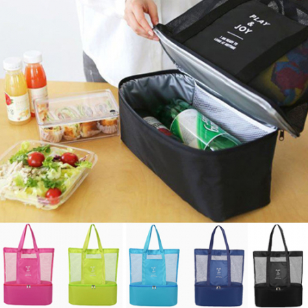 2단 메쉬 보냉가방 여행가방 2단 피크닉가방 시장가방 #2