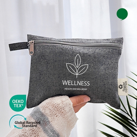 오코텍스인증 다크 그레이 모모드 지퍼 파우치 22x17cm // 밑면없음 #2