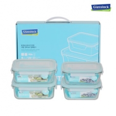 글라스락 직사각형 혼합4조 밀폐용기 세트 // 안전한 국내생산 내열강화