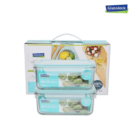 안전한 국내생산 글라스락 직사각 1100ml 2개입 세트 #3