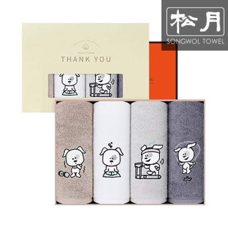 [송월타올] 헬스하는 강아지 30수 타올 150g 4p 세트 #2