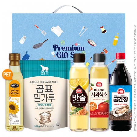명절선물세트 혼합 AM12호, 탑셰프 해바라기 + 곰표 밀가루 + 해표 맛술 + 해표 사과식초 + 해표 굴간장 (5종) #3
