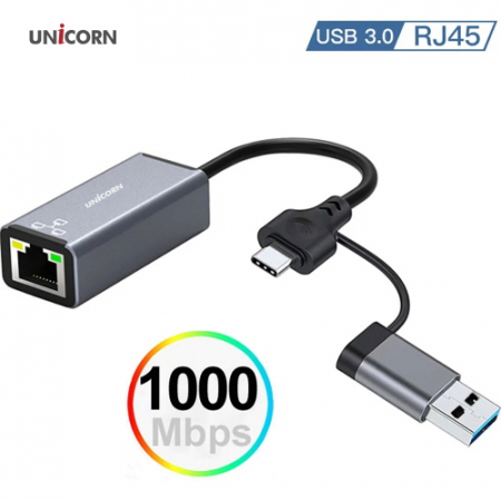 유니콘 CLAN-300AC USB3.1 A타입+C타입 기가 유선랜카드 1Gbps 알루미늄 #2