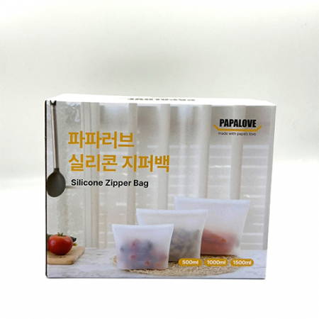 파파러브 다회용 실리콘 지퍼백 3종 세트 500ml + 1000ml + 1500ml #7