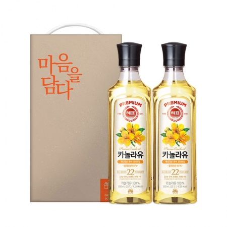 명절선물세트 해표 카놀라유 500ml 2개 / 손잡이케이스 #2