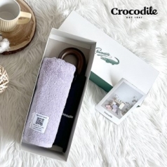크로커다일 3단 우드곡자 수동 우산 + 시그니처 호텔 수건