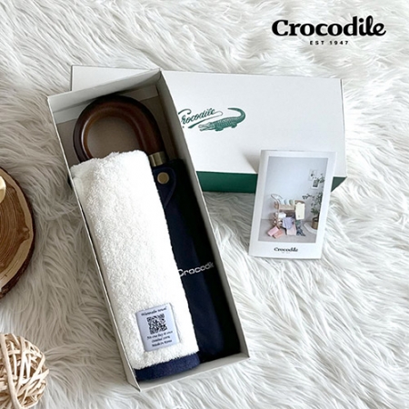 크로커다일 3단 우드곡자 전자동 우산 + 투톤보다 호텔 수건 #3