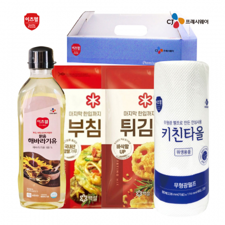 CJ해바라기유, CJ부침가루, CJ튀김가루, CJ키친타올 4종세트 #2
