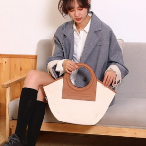 나는용 CIH731 배색 핸들 탑핸드백 에코백