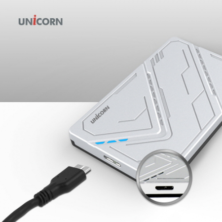 유니콘 USB3.1 케이블 포함 2.5인치 외장하드 케이스 원터치 슬라이드 조립 HDD-300V #2