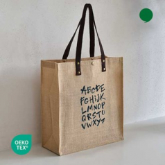 오코텍스인증 M자형 엔틱 내츄럴 고급쥬트 에코백 34cm x 37cm x 14cm