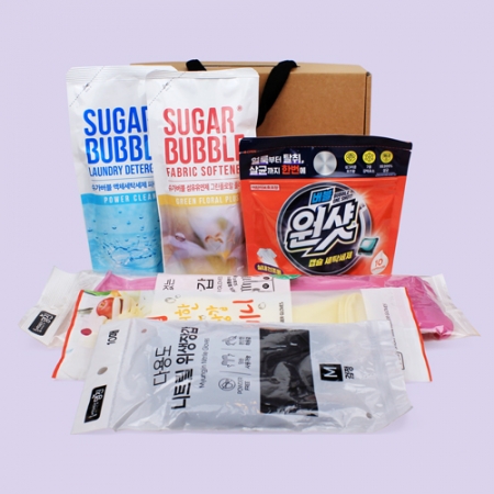 원샷 캡슐세제 + 슈가버블 액체 세탁세제 + 슈가버블 섬유유연제 + 양손 고무장갑 + 단미니 고무장갑 + 니트릴 위생장갑 6종 #2