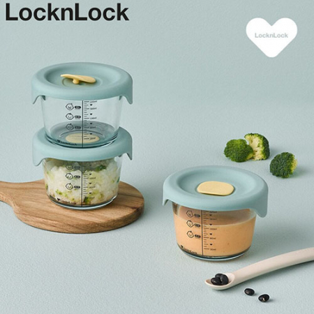 락앤락 514S3 리틀럽 디어 이유식용기 원형 실리콘 간편캡 260ml 3P 라벤더, 스카이블루 #2