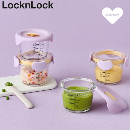 락앤락 512S4 리틀럽 디어 이유식용기 원형 260ml 4P 혼합세트 라벤더, 스카이블루 #2