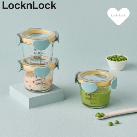 락앤락 512S3 리틀럽 디어 이유식용기 원형 밀폐캡 260ml 3P 라벤더, 스카이블루 #3