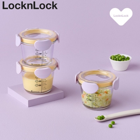 락앤락 512S3 리틀럽 디어 이유식용기 원형 밀폐캡 260ml 3P 라벤더, 스카이블루 #2