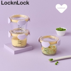 락앤락 512S3 리틀럽 디어 이유식용기 원형 밀폐캡 260ml 3P 라벤더, 스카이블루