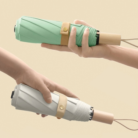 [에디토] 자외선 완벽차단 파스텔 3단 수동 양우산[우드손잡이] #3