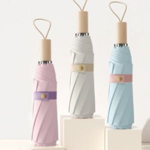 [에디토] 자외선 완벽차단 파스텔 3단 수동 양우산[우드손잡이]