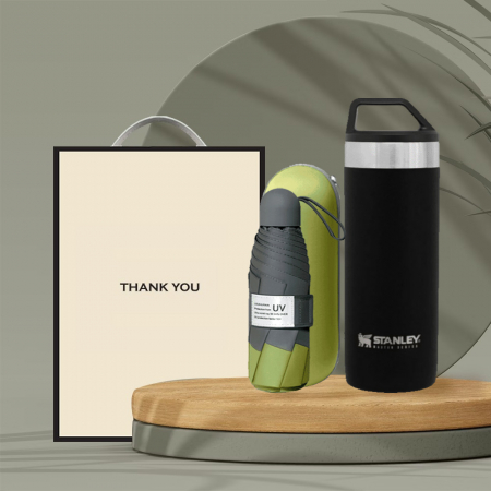 시즈넬 선물세트 스탠리 블랙마스터 진공머그 532ml + 5단 양우산 #2