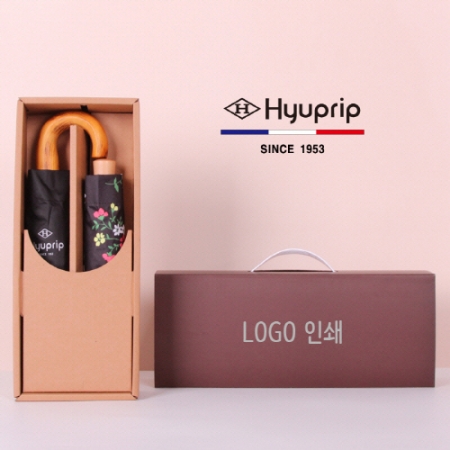 프리미엄 우양산세트-협립 3단 암막 고밀도 원목곡자 완전자동우산 + 협립 3단 초미니 암막 플라워즈 수동 양우산 #2