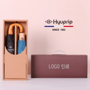 프리미엄 우양산세트, 협립 3단 암막 고밀도 원목 곡자우산 + 마시멜로 원목손 완전자동우산