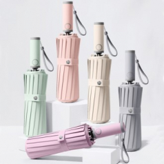 스타일 암막 접이식 자동 우양산, 16k 3단 암막 양우산 바닐라