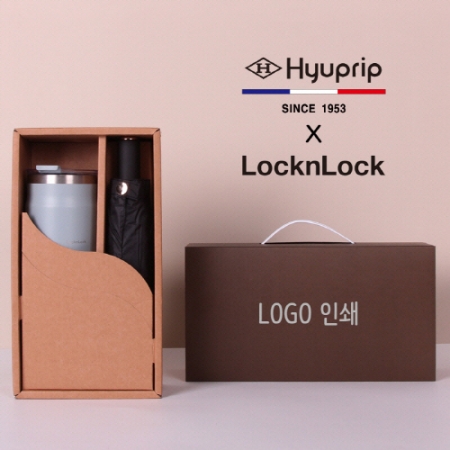 협립 3단 암막 골든블랙 수동식 우양산 + 락앤락 메트로 머그 텀블러 1P 세트 #2