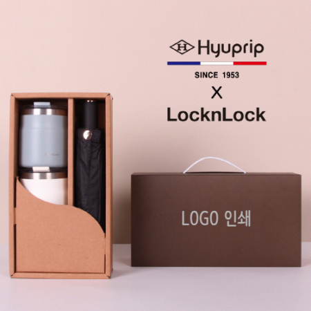 협립 3단 암막 골든블랙 수동식 우양산 + 락앤락 메트로 머그 텀블러 2P 세트 #2