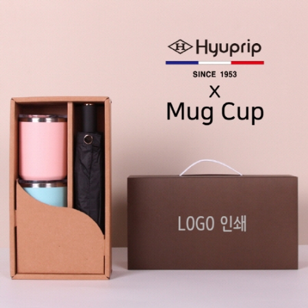 협립 3단 암막 골든블랙 수동식 우양산 + 로하스 머그컵 2P 세트 #2