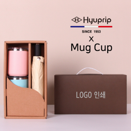 협립 3단 암막 골든베이지 수동식 우양산 + 로하스 머그컵 2P 세트 #2