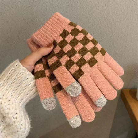 체스 체크무늬 스마트폰 터치 기모안감 방한장갑 #6