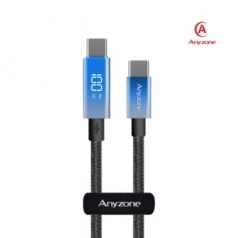 애니존 100W 초고속충전 블루 오로라패브릭 LCD 케이블 1.2M CTC