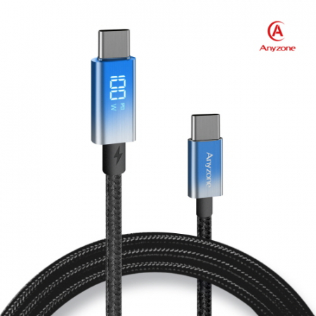 애니존 100W 초고속충전 블루 오로라패브릭 LCD 케이블 2.0M CTC #2