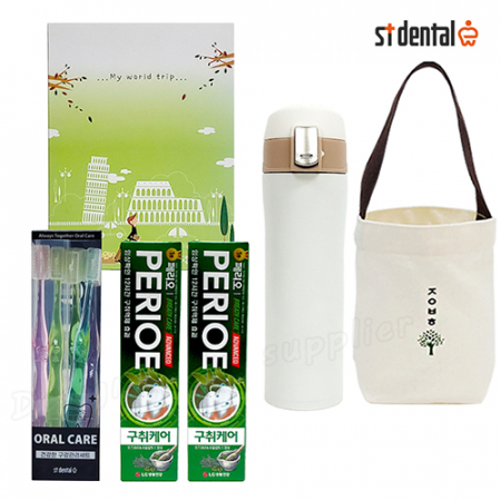 심플 보온보냉 텀블러 선물세트 4호 원터치락 오랄케어 크리스탈캡 페리오치약 100g #2