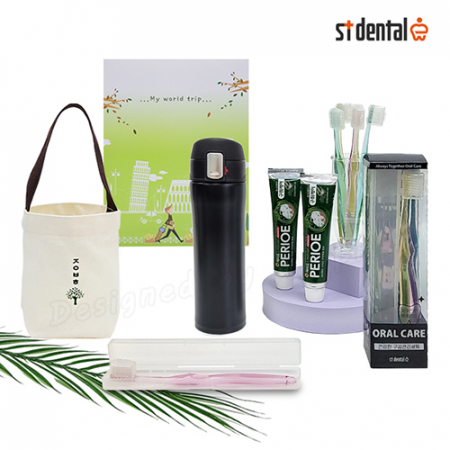 심플 보온보냉 텀블러 선물세트 4호 원터치락 오랄케어 크리스탈캡 페리오치약 100g #4