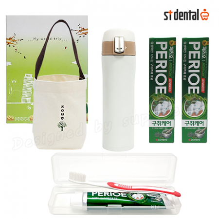 심플 보온보냉 텀블러 선물세트 3호 원터치락 M326 페리오치약 100g 파우치 #3