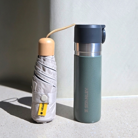 센트라도 캡슐우드 5단 우양산+스탠리 고진공 슬림보틀 텀블러 세트 #2